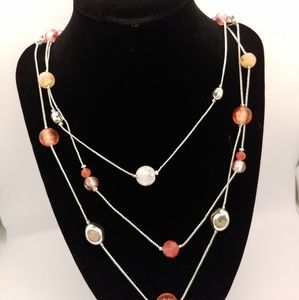 Three Strand Pink Bead Necklace